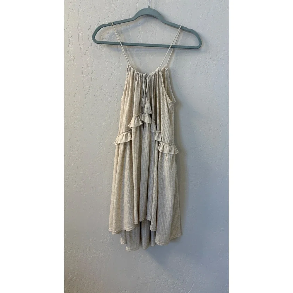 Free People Beach Rosaline Tunic Dress Beige Coastal Summer‎ Sz M